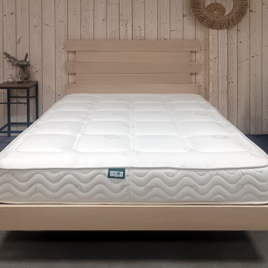 ensemble tête de lit + sommier en bois massif