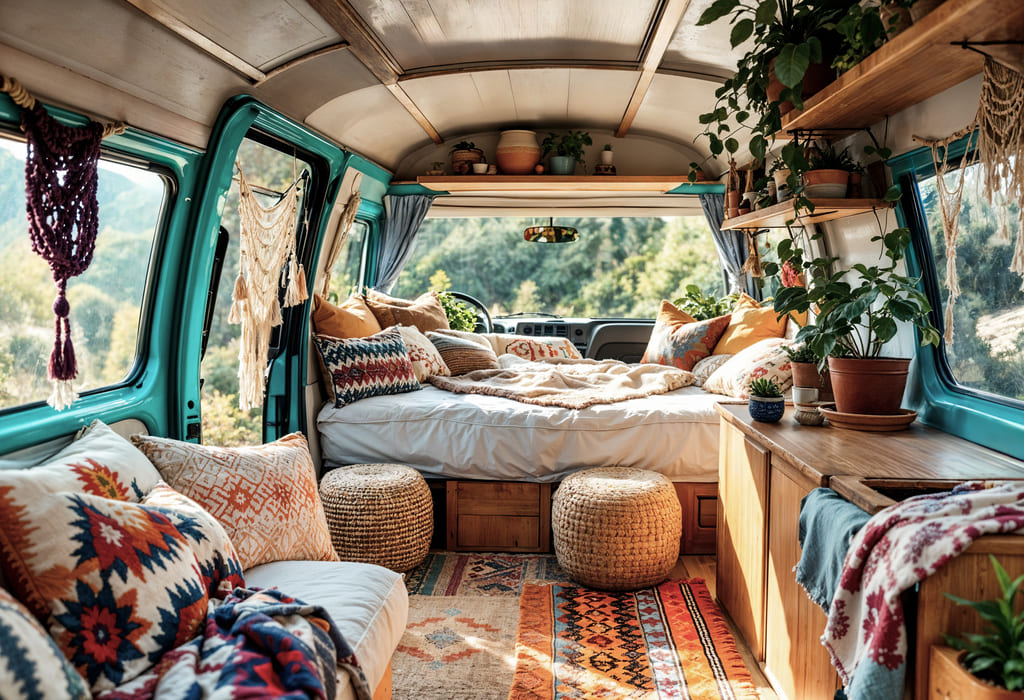 l-interieur-d-une-fourgonnette-confortable-prepare-pour-le-camping